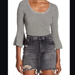 A.L.C. West Stripe Bell Sleeve ALC Merino Wool Crop Top Size L